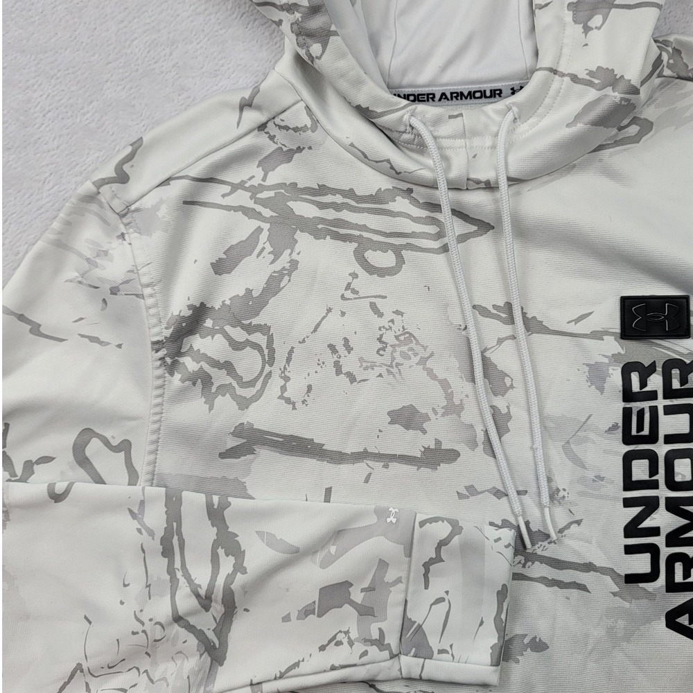 Under‎ Armour Storm Hoodie Mens Medium White Grey Marble Camo Fleece Pullover